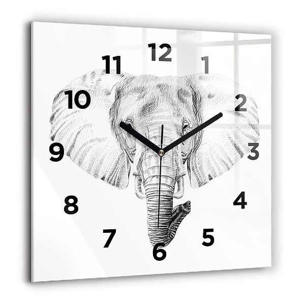 Wanduhr quadratisch mit motiv Vektor Elefantenkopf