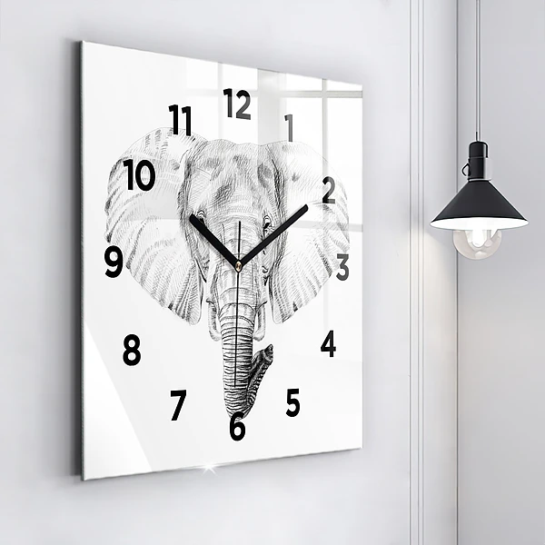 Wanduhr quadratisch mit motiv Vektor Elefantenkopf