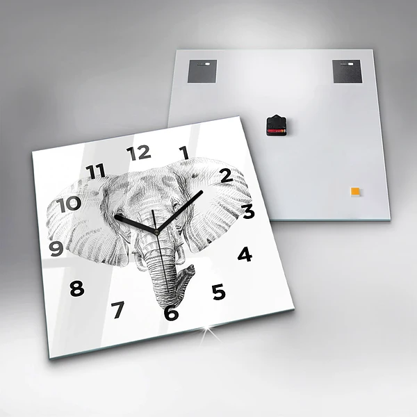 Wanduhr quadratisch mit motiv Vektor Elefantenkopf
