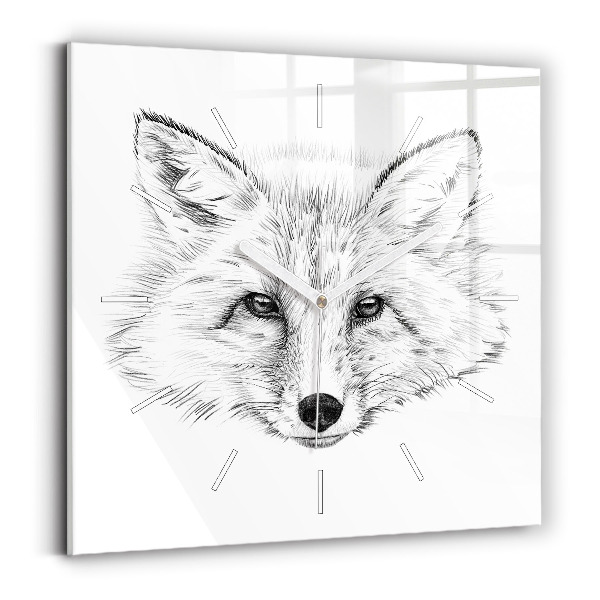 Wanduhr quadratisch Vektor-Fuchs-Kopf