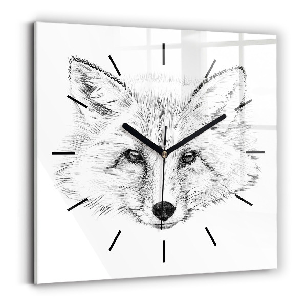 Wanduhr quadratisch Vektor-Fuchs-Kopf