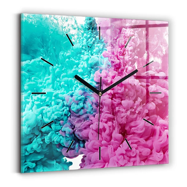 Wanduhr modern quadratisch Moderne Kunst - Flecken