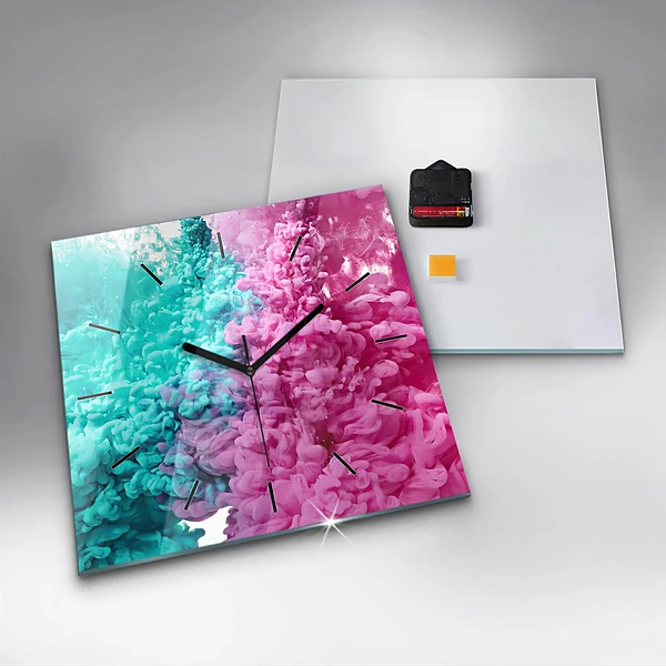 Wanduhr modern quadratisch Moderne Kunst - Flecken