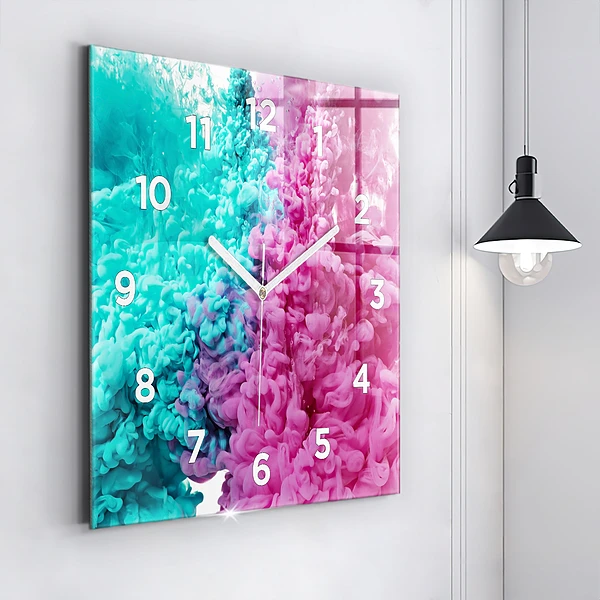 Wanduhr modern quadratisch Moderne Kunst - Flecken