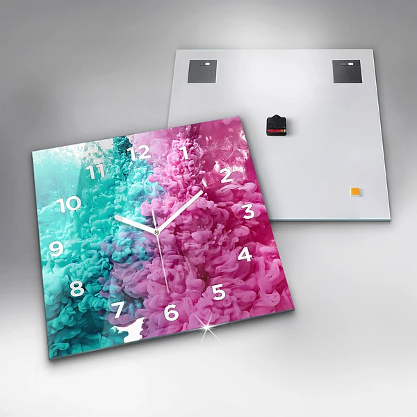 Wanduhr modern quadratisch Moderne Kunst - Flecken