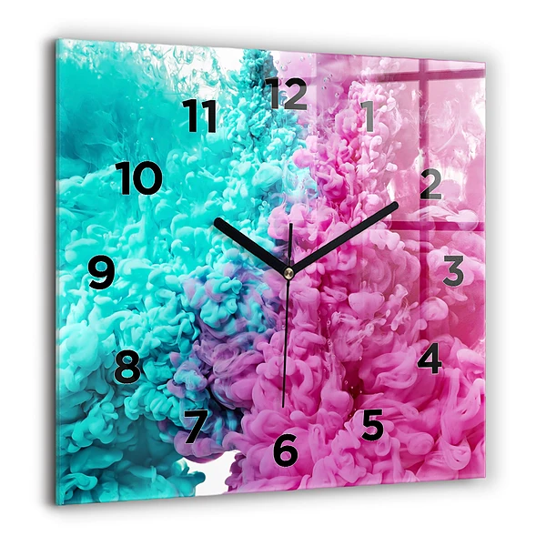 Wanduhr modern quadratisch Moderne Kunst - Flecken