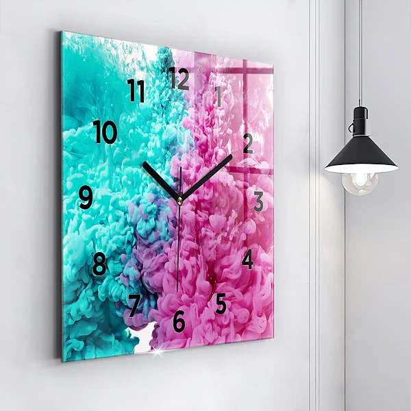 Wanduhr modern quadratisch Moderne Kunst - Flecken