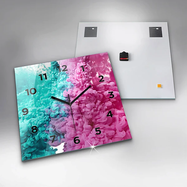 Wanduhr modern quadratisch Moderne Kunst - Flecken
