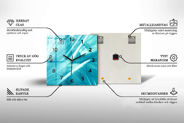 Wanduhr modern quadratisch Kopfhörer und Schallwellen