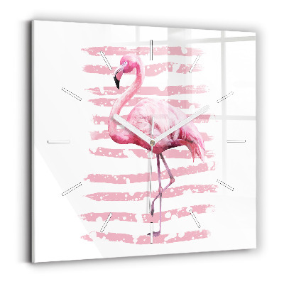 Wanduhr quadratisch Flamingo-Grafik