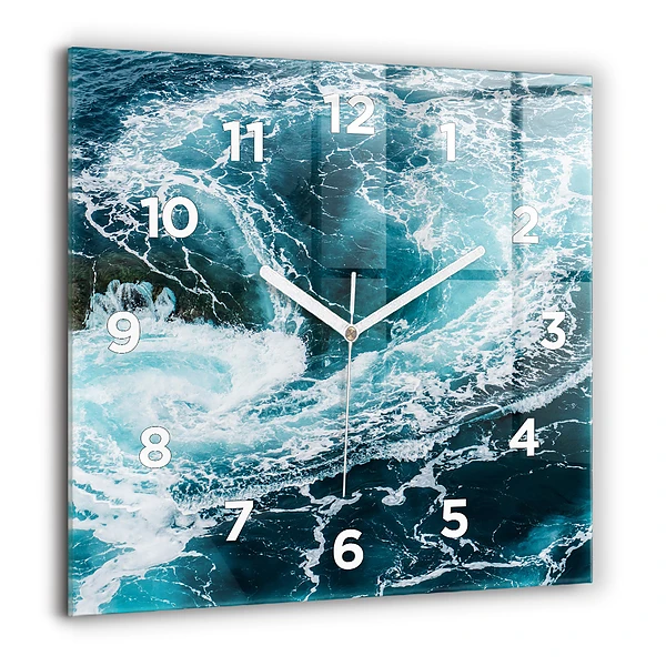 Wanduhr quadratisch Wirbelnde schäumende Wellen