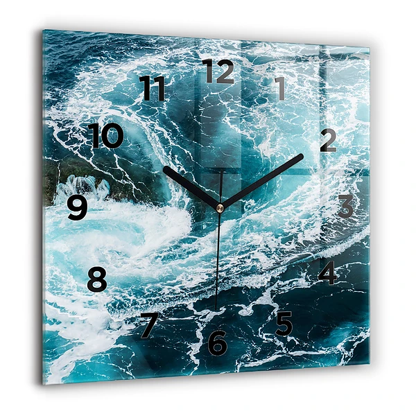 Wanduhr quadratisch Wirbelnde schäumende Wellen