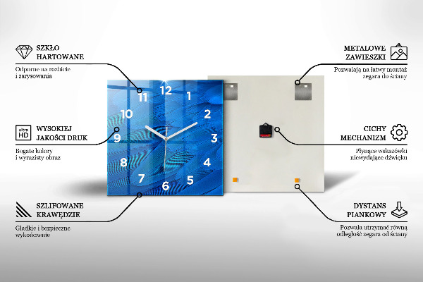 Wanduhr modern quadratisch Pflanze in getrockneter Erde