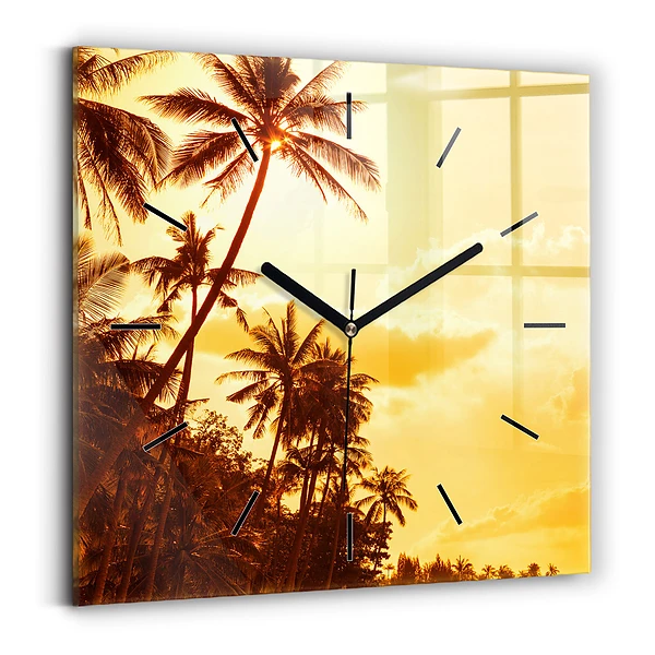 Wanduhr quadratisch mit motiv Sonnige Palmen