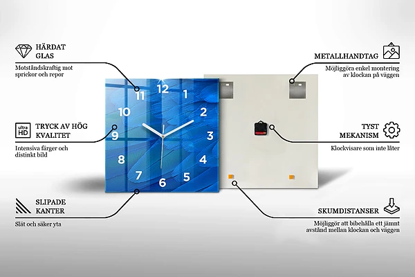 Wanduhr quadratisch mit motiv Sonnige Palmen