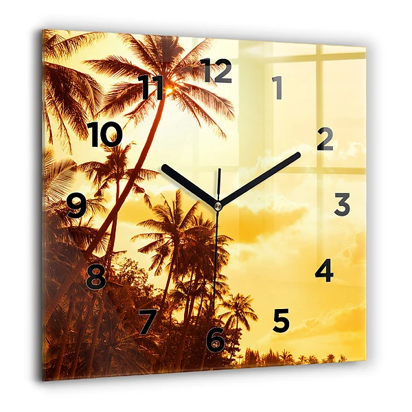 Wanduhr quadratisch mit motiv Sonnige Palmen