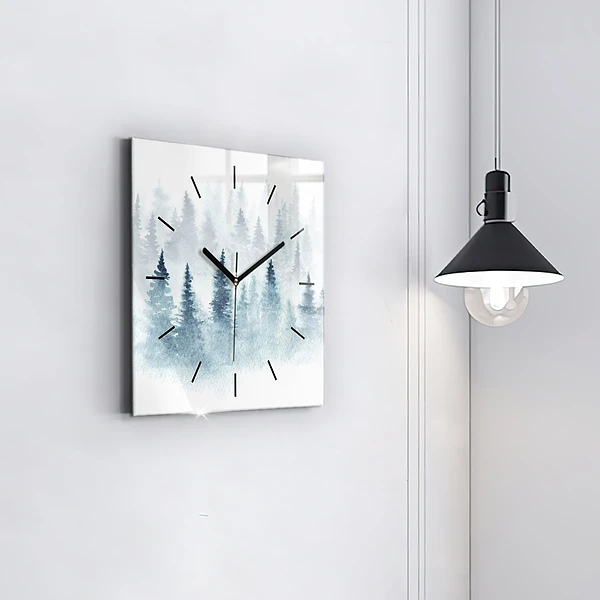 Wanduhr quadratisch Winterlicher Wald