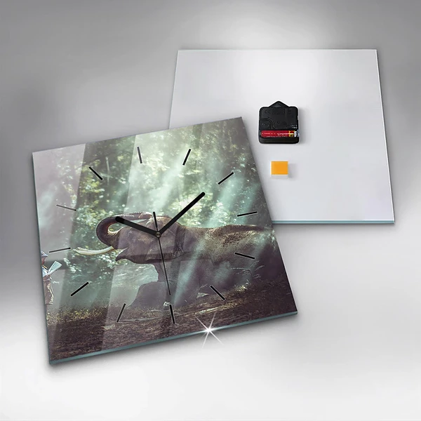 Wanduhr modern quadratisch Junge liest ein Buch