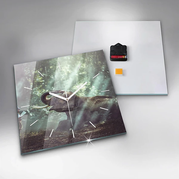Wanduhr modern quadratisch Junge liest ein Buch