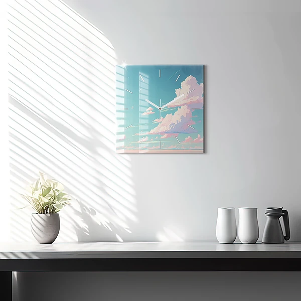 Wanduhr quadratisch mit motiv Pastellfarbener Himmel