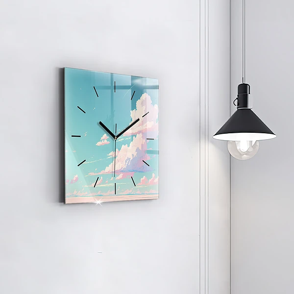 Wanduhr quadratisch mit motiv Pastellfarbener Himmel