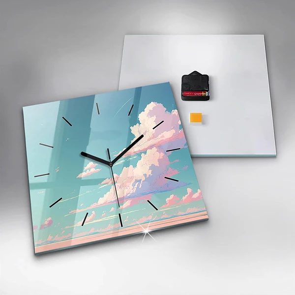 Wanduhr quadratisch mit motiv Pastellfarbener Himmel