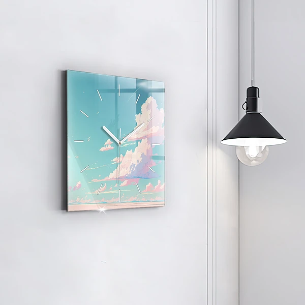 Wanduhr quadratisch mit motiv Pastellfarbener Himmel