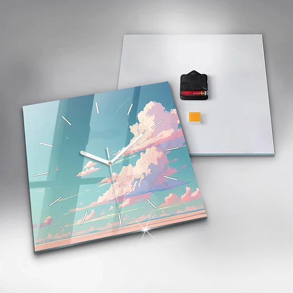 Wanduhr quadratisch mit motiv Pastellfarbener Himmel