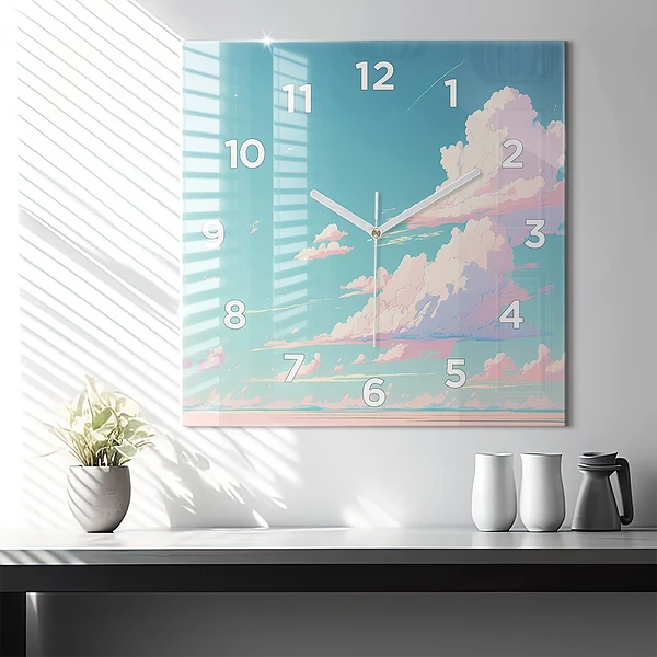Wanduhr quadratisch mit motiv Pastellfarbener Himmel