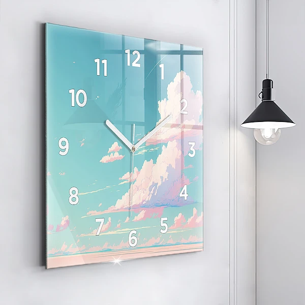 Wanduhr quadratisch mit motiv Pastellfarbener Himmel