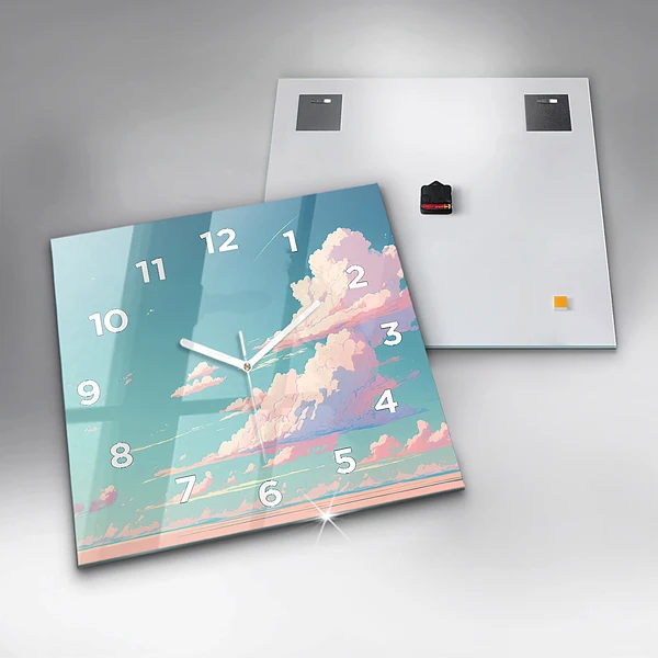 Wanduhr quadratisch mit motiv Pastellfarbener Himmel