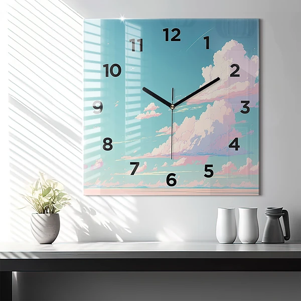 Wanduhr quadratisch mit motiv Pastellfarbener Himmel