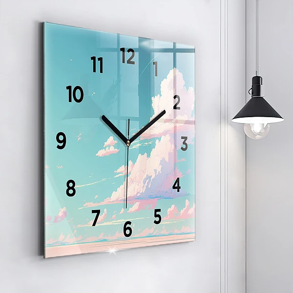 Wanduhr quadratisch mit motiv Pastellfarbener Himmel