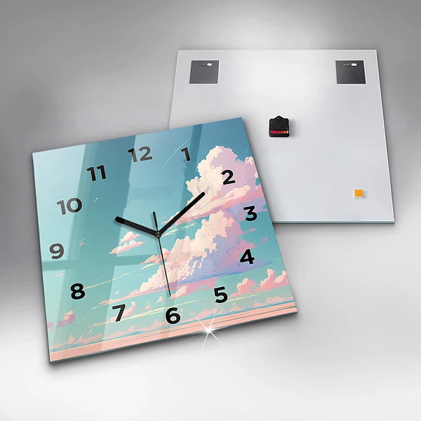 Wanduhr quadratisch mit motiv Pastellfarbener Himmel