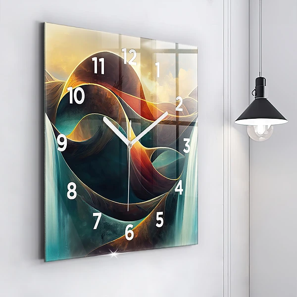Wanduhr quadratisch Fließender Wasserfall Hintergrund