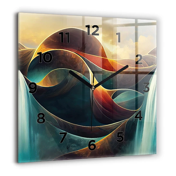 Wanduhr quadratisch Fließender Wasserfall Hintergrund