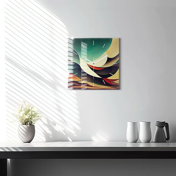 Wanduhr modern quadratisch Abstrakte Linien im Hintergrund