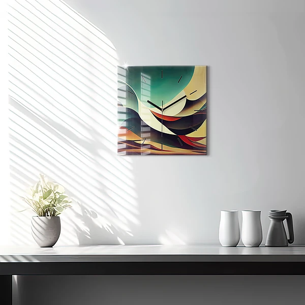 Wanduhr modern quadratisch Abstrakte Linien im Hintergrund