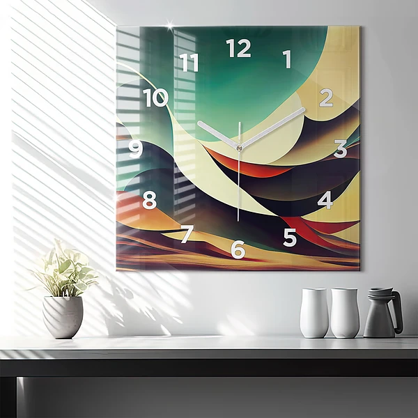 Wanduhr modern quadratisch Abstrakte Linien im Hintergrund