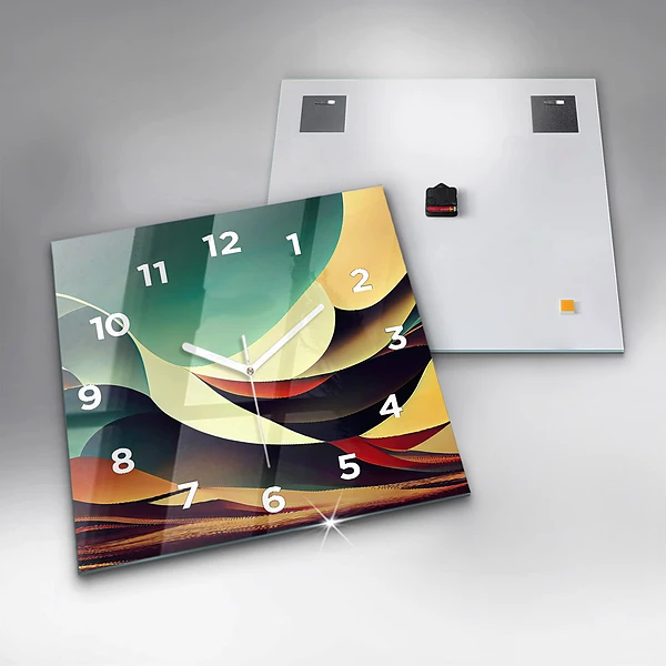 Wanduhr modern quadratisch Abstrakte Linien im Hintergrund