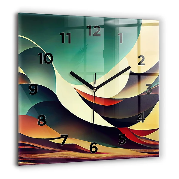 Wanduhr modern quadratisch Abstrakte Linien im Hintergrund