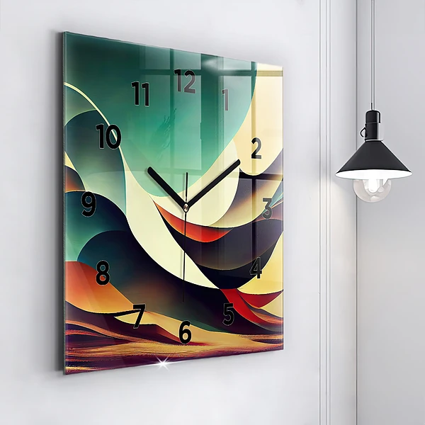 Wanduhr modern quadratisch Abstrakte Linien im Hintergrund
