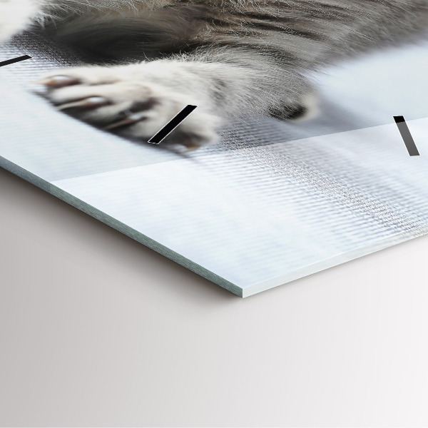 Wanduhr quadratisch Katze auf dem Sofa