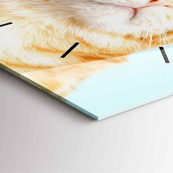 Wanduhr quadratisch Lustige Katze mit Brille