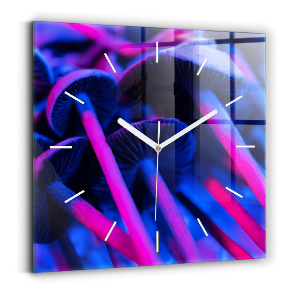Wanduhr quadratisch mit motiv Magic Mushrooms in Farben