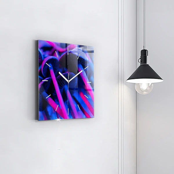 Wanduhr quadratisch mit motiv Magic Mushrooms in Farben