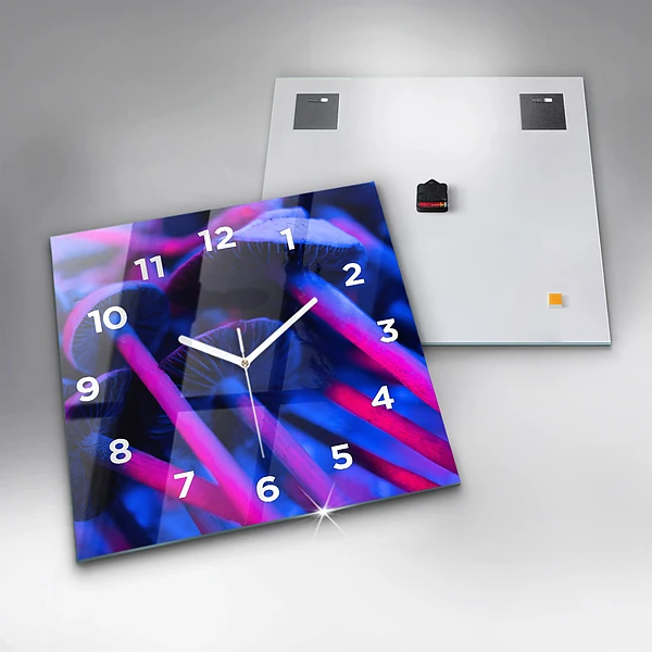 Wanduhr quadratisch mit motiv Magic Mushrooms in Farben