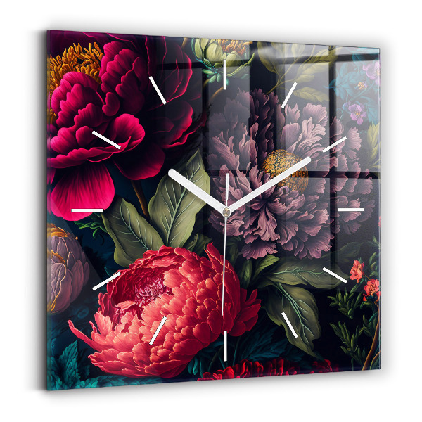 Wanduhr quadratisch mit motiv Vintage Blumenstrauß