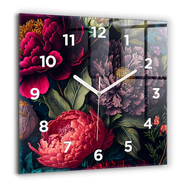 Wanduhr quadratisch mit motiv Vintage Blumenstrauß