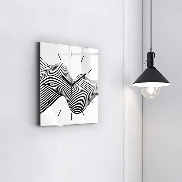 Wanduhr quadratisch Schwarz-weiße Kunst
